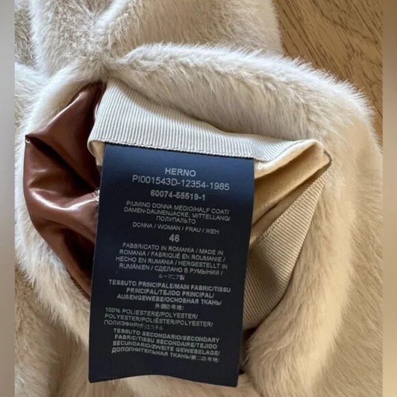 New Herno Faux Mink Reversible Long Hooded Down Vest - Picture 4 of 4